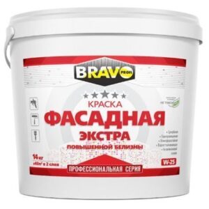 Краска вододисперсионная Профи Bravo W - 25 премиум фасадная ведро 14 кг Браво
