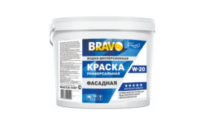 Краска W-20 фасадная, универсальная, для наружных и внутренних работ, высокопрочная, белоснежная, матовая, 14 кг